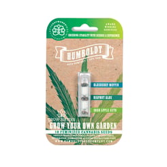 A package of Grow Your Own Garden Multipack includes cannabis seeds featuring varieties like Blueberry Muffin, Bigfoot Glue, and Sour Apple Auto. This set contains 10 feminized seeds for cultivation.